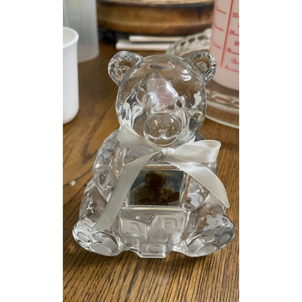 Lenox Crystal Teddy Bear with Blocks Bank/Picture Frame